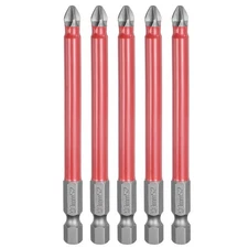 5pcs PH2 Anti Slip Phillips Screwdriver Bit 1/4" Shank 3.5" Magnetic Gray/Red