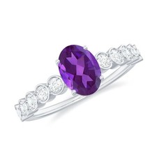 0.45 ctw Round Amethyst 925 Sterling Silver Split Shank Ring for Women