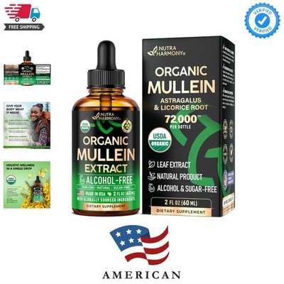 Mullein Drops for Lungs - USDA Organic Liquid - Mullein Leaf Extract Supplement!