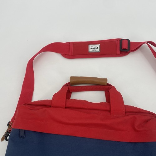 Herschel Supply Co Laptop Messenger Crossbody Bag Travel Red Blue Colorblock - Picture 3 of 14