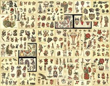47 Sheets Brooklyn Joe Lieber Traditional Vintage Style 11X14 Tattoo Flash Set 1