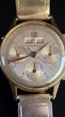 Haste chronograph Triple Date mens wristwatch nickel chromiun case Valjoux 72C