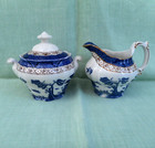 Booths Real Old Willow milk jug & Royal Doulton Real Old Willow sugar bowl