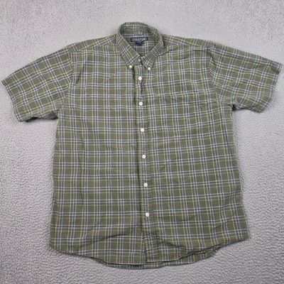 Vintage Structure Shirt Mens XL Green Plaid Short Sleeve Button Down Cotton