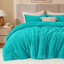 Fleece Comforter Set -Super Soft Warm Fluffy Bedding, Luxury Fuzzy Twin Teal