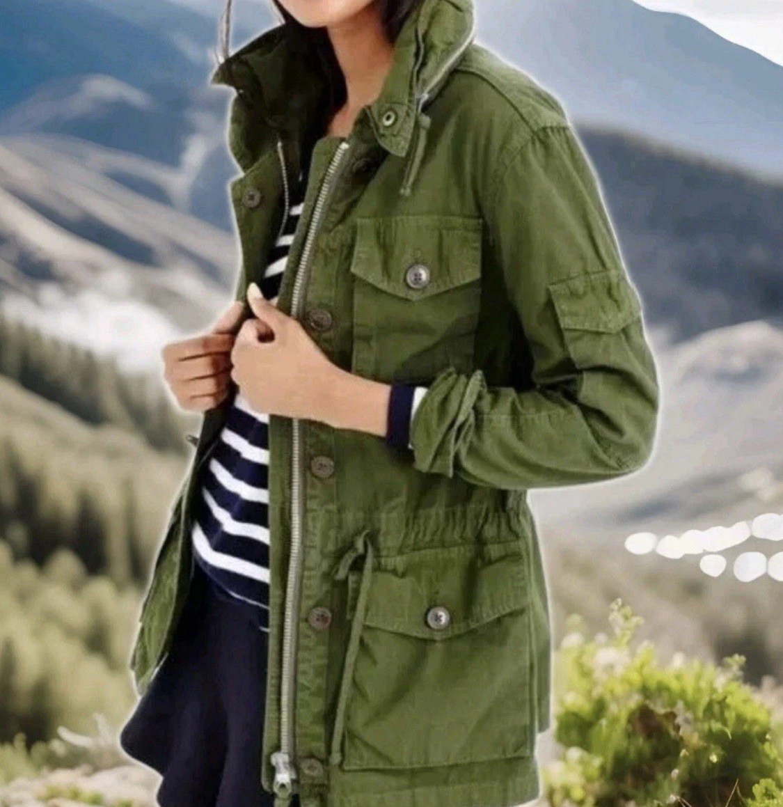 J CREW XXS Green Field Mechanic Military Utility Jacket Coat E0945