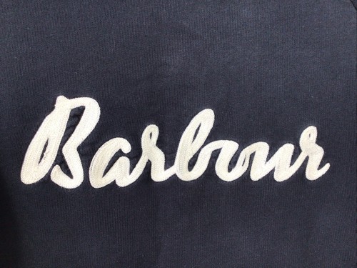 Barbour Navy Blue “Otterburn” 100% Cotton Overlayer Sweatshirt Size 12 Ex Con - Picture 3 of 8