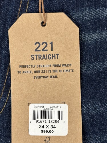 Pantalones de mezclilla rectos Lucky Brand para hombre 34X34 azul oscuro 221 5 bolsillos elásticos $99 - Imagen 2 de 12
