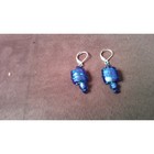Blue Glass Beads Dangle Earrings Matching Blue Wire Silver Tone Leverbacks — photo 10