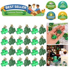 24 Pieces St Patrick's Day Shamrocks Ornament for Tree Mini Clover Decoration...