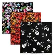 Halloween Bandana Pack Set Pack Novelty SKULLS Day of the Dead 22” NEW Lot