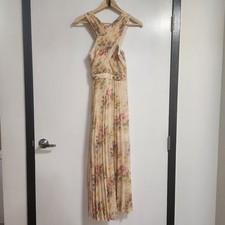 $395 Vestido Ted Baker Mujer Tostado Amerah Frente Cruzado Plisado Midi Talla 0/US 2 NUEVO CON ETIQUETAS