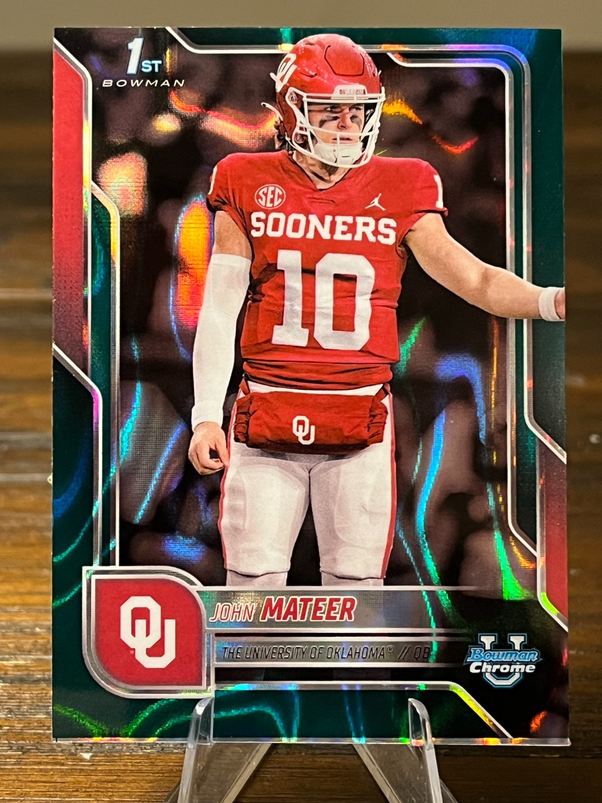 2025 Bowman U Chrome #1 John Mateer 1st Bowman Teal Lava Refractor Oklahoma