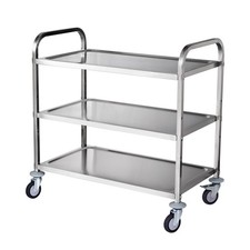 Uimoso 3-Tier Rolling Utility Cart with Hooks, 37.5"x20"x37.7", 220 lbs Capacity