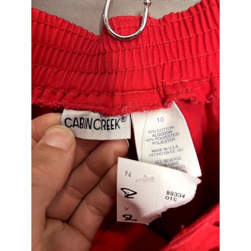 VINTAGE COTTAGE CORE Cabin Creek RED Cotton Skirt Pockets Pleated Womens 10 - Picture 3 of 15