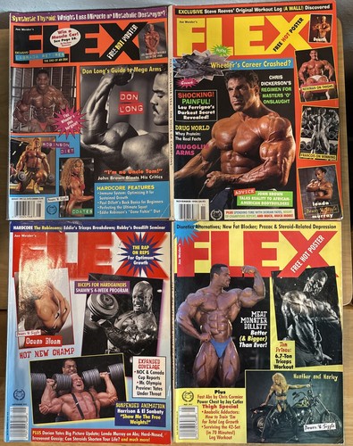 FLEX magazine Lot Of 4 1990s bodybuilding Fitness Lee Priest, Yates, NO POSTERS