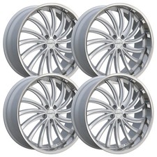 Set-4 Ravetti M15 22x9 5x120 35mm Silver Chrome Lip Wheels Rims 22 Inch