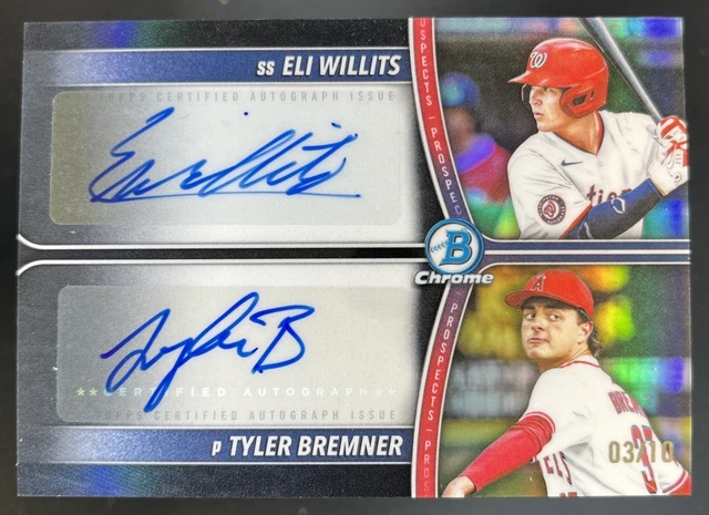2025 Bowman Draft Eli Willits Tyler Bremner DUAL Auto BLACK Refractor /10