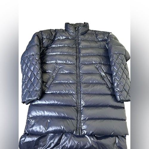DIESEL Down Puffer Jacket Girl's Sz 14 Black Shiny Quilted Sleeves Logo Patch - Picture 4 of 14