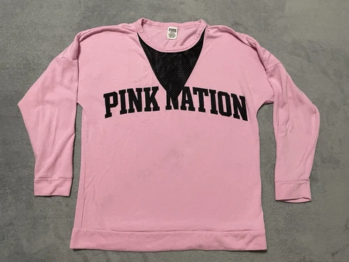 UNDERCOVER Felpa ROSA Victoria's Secret donna taglia M rosa nazione con ritaglio a rete