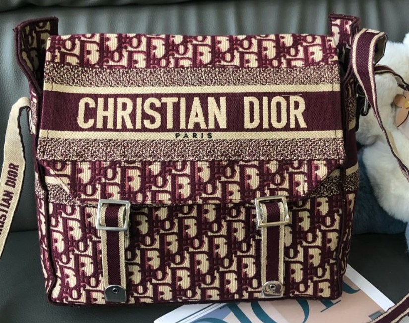 Christian Dior Camp Logo Monogram Shoulder bag Wine Red Women