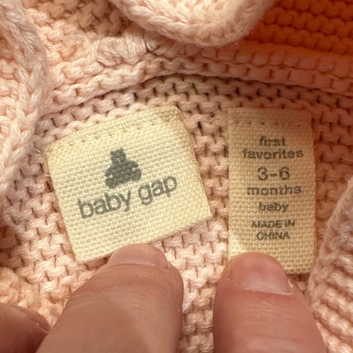 Baby Gap Pink Milkshake Teddy Bear Sweater in Cotton a size infant 3-6 Months - Picture 5 of 5
