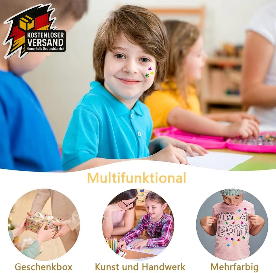 1350 Sterne Sticker, 0.8 Cm, Glitzer, 8 Farben, Indoor, Kunststoff, Stern, Stern - Bild 4 von 4