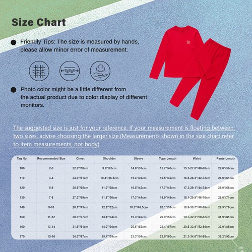 Kids Grils Boys T-shirt With Pants Warm Sportwear Winter Underwear Set Thermal - Picture 26 of 68