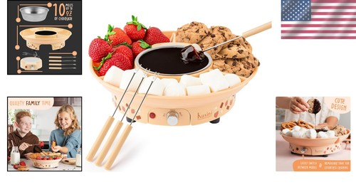 Ultimate Fondue Experience: 10oz Pot with Temperature Control & Serving Tray - Picture 2 of 9