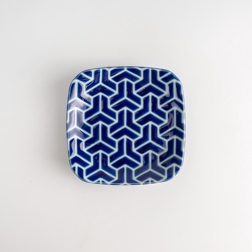 Mino ware Japanese Sushi Sauce dish plate set of 5 Edo Komon Square shape Japan - Picture 11 of 16