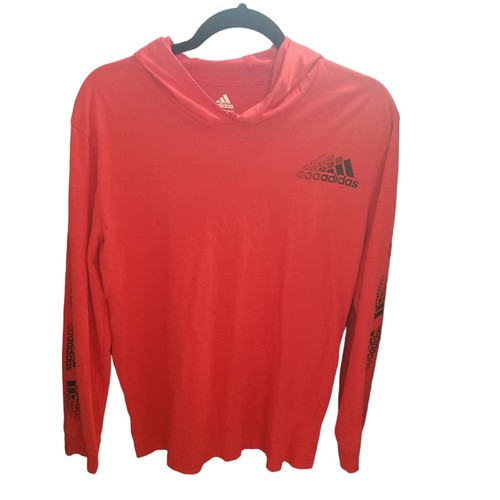 Adidas Boys Sz XL 18/20 Red Solid Long Sleeve T-Shirt Hoodie