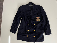 Linda Allard Ellen Tracy Vintage Monogram Wool Blazer Jacket Size 12