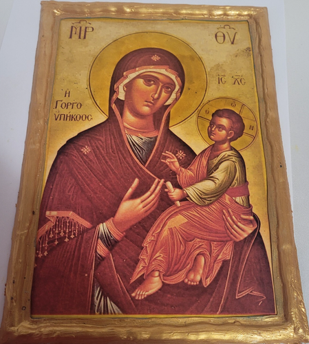 Icon of Madonna Jesus Virgin Mary Panagia Gorgoepikoos Greek East Orthodox Icon - Picture 4 of 8