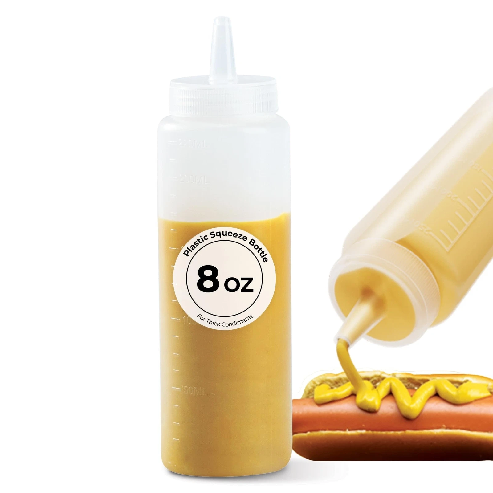 Restaurantware 8 Ounce Squeeze Bottles 6 Refillable Squirt Bottles - Precisio...