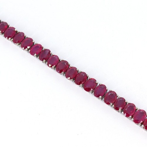 Natural Ruby Gemstone Tennis Bracelet 925 Sterling Silver Anniversary Gift r994 - Picture 3 of 4
