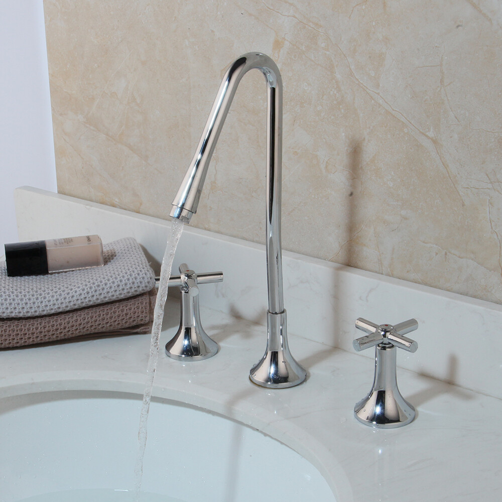 Bathroom Bathtub Faucet 2 Handles 3 Holes Deck Mounted Basin Brass Mixer Taps Okazja, tanio