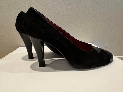 Used Saint Laurent YSL Pumps Heel Suede Black EU34.5 US4.5 YSL Japan F/S - Picture 14 of 24