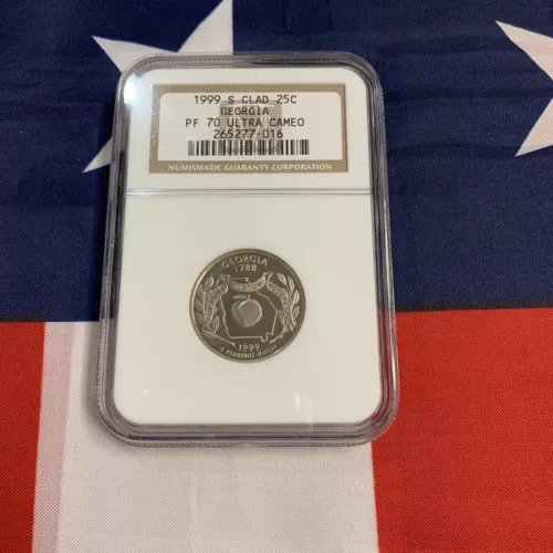 1999-S CLAD State Quarter Georgia NGC PF70 Ultra Cameo. Stock Photo. -ST#08