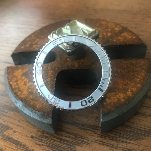 "Bisel Sub Estilo + Inserto de Cerámica Plateado "YM" para Seiko SKX007 SRPD ~ Vendedor de EE. UU. - Imagen 2 de 9