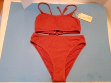 Womans Swimsuit Bikini Set Cabana del Sol 2 Piece Sz Med Rust Color NWT