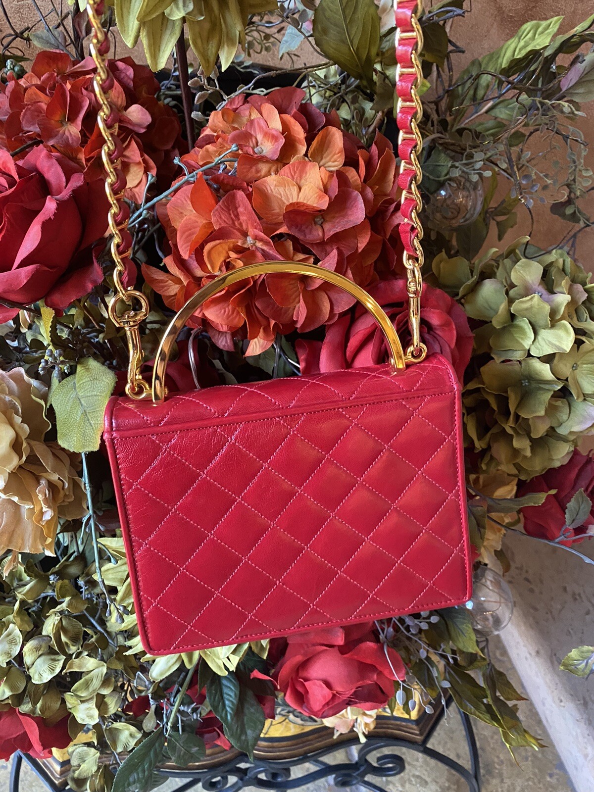 St. John Collection Quilted Red Leather Crossbody… - image 7