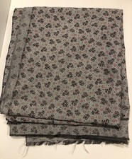 52  x 45  Cotton Polyester Blend Fabric small Floral Print: Grey, Black, Red
