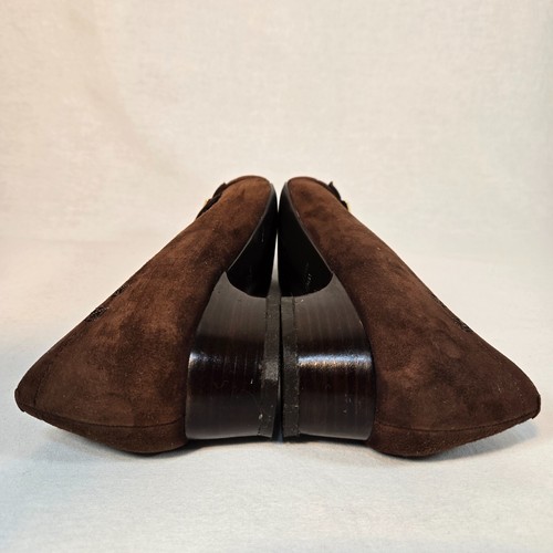 VINTAGE Office-Sirencore Academia ANNE KLEIN Brown Suede Buckle Shoes Size 8M. - Picture 18 of 24