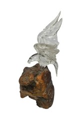 Nice Glass Eagle Figure on Manzanita Wood