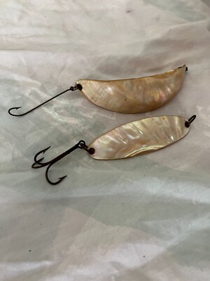2 Antique Vintage Fishing Fish Lures Mother of Pearl Abalone Spoons | eBay 2 Antique Vintage Fishing Fish Lures Mother of Pearl Abalone Spoons | eBay