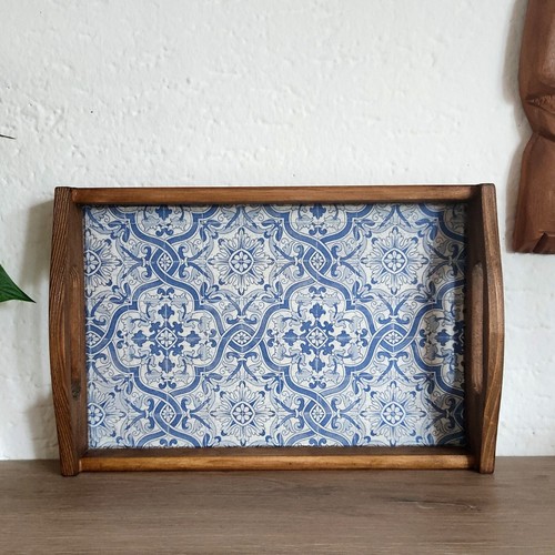 Bandeja de madera para servir té. Decoración de cocina rústica para el hogar, casa de campo. - Imagen 18 de 18