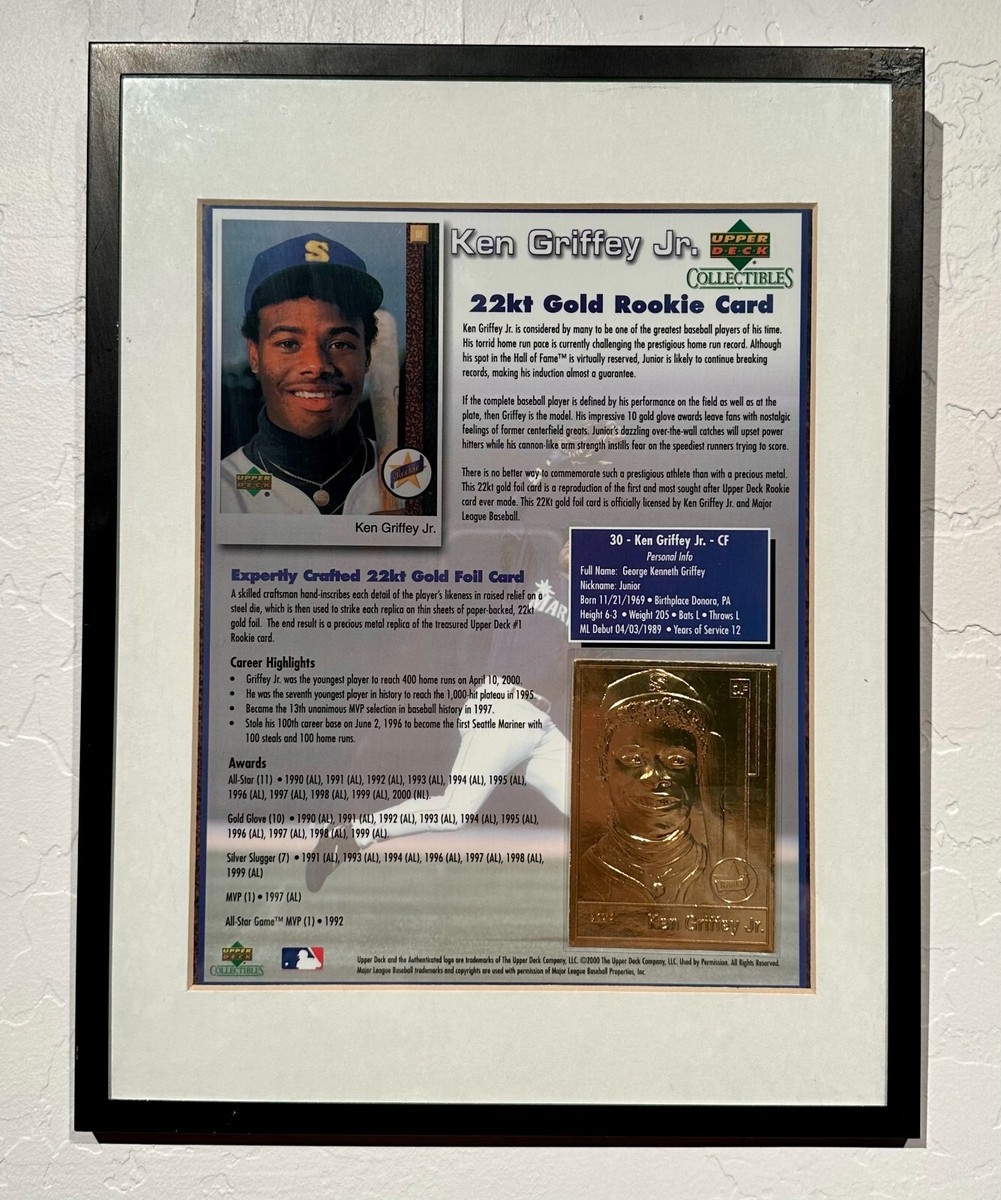 Ken Griffey Jr Gold 22kt Rookie Card Framed