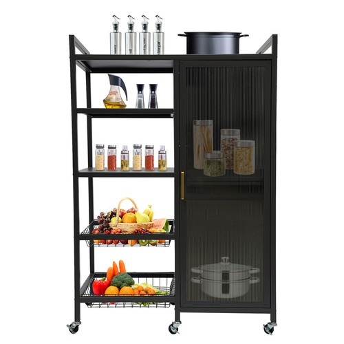4 Ebenen Mobiler Aufbewahrungsschrank Täglicher Bedarf Organizer Küche Organisieren Regal - Bild 7 von 22
