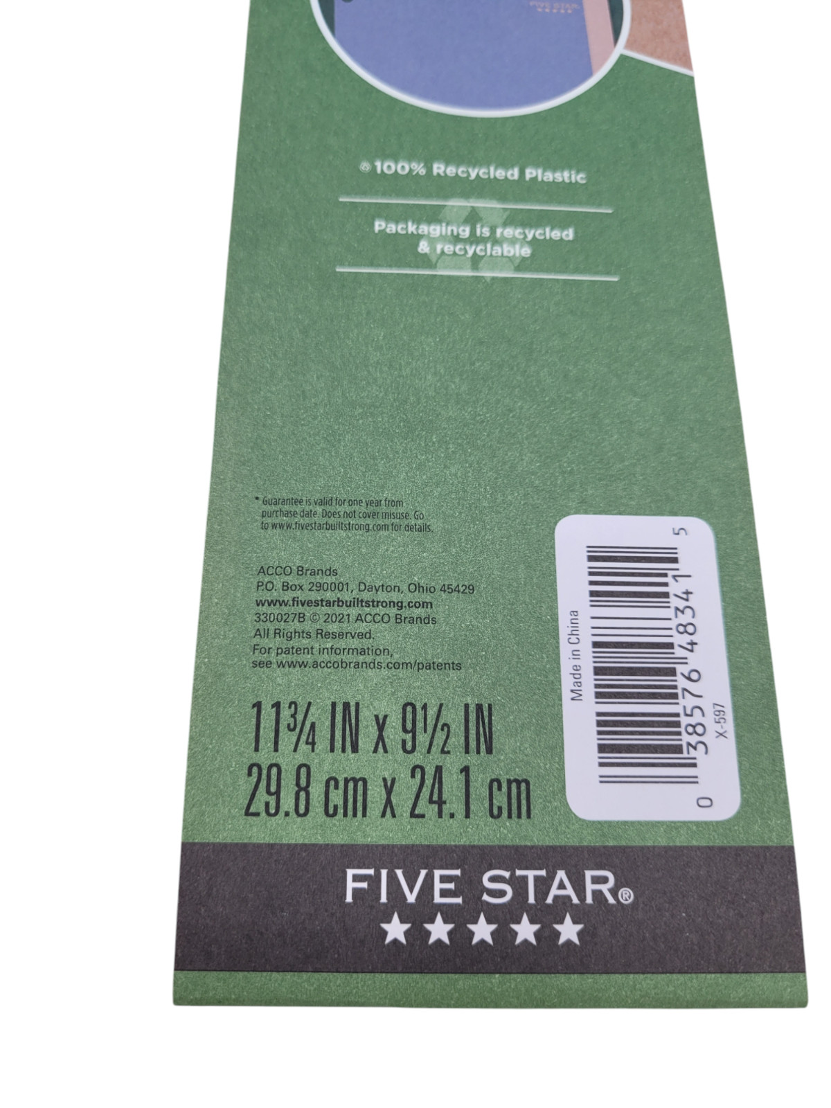 Lot of 3 Mead Five Star Plastic RECYCLED 2-Pocket Folders Zion Clay NEW