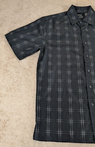 George Men's Sueded Plaid Button-Up Short Sleeve Shirt Black M 38-40" EUC - Picture 10 of 19